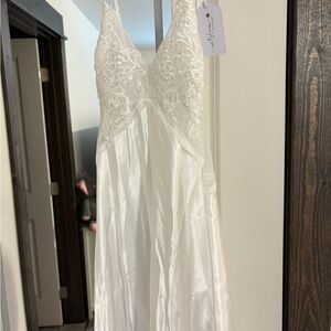 White Embellished Tiered Sleeveless Chemise